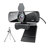 N newline 4K Webcam for PC, 30fps, Dual Stereo Microphones, Noise Cancellation, Auto Light Correction, Privacy Cover & Metal Tripod, USB HD Computer Camera for Streaming, Video Calls & Conferences