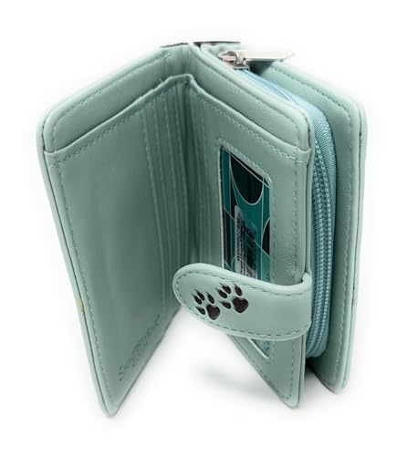 Shag Wear Dogs Varieties Small Wallet for Women ant Teen Girls Vegan Faux Leather Teal 4.5"3