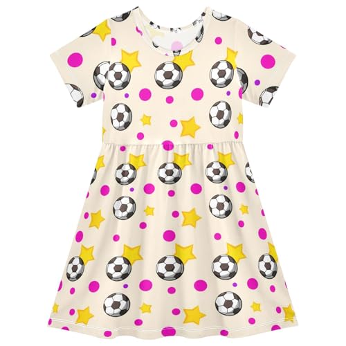 Girls' Short Sleeve Dresses Sport Football Star Toddler Casual Sundress 2302935