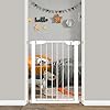 Fairy Baby Narrow Baby Gate for Stair, 22.8″-25.5″ Wide Pressure Mounted Pet Gate for Doorway, Easy Walk Thru Child Safety Gate, White