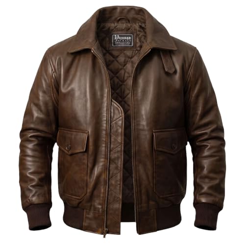 Image of Mens G-1 Fur Collar US Navy Flight Distressed Brown Aviator Genuine Leather Jacket