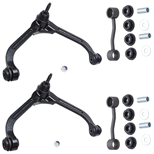 Image of Detroit Axle - 4pc Front End Control Arms Kit for Jeep Liberty 02-07, 2 Upper Control Arms & Ball Joint 2 Sway Bar End Links 2002 3003 2004 2005 2006 2007 Replacement