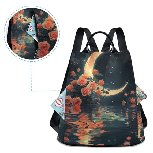Mochila moderna para mujer Ethereal Crescent Moon con bolsillo antirrobo 4