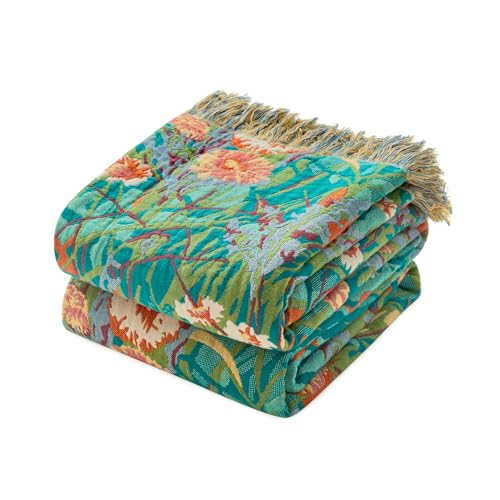 Image of LUTBM Cotton Boho Blanket for Bed, Queen Soft Lightweight Reversible Quilt