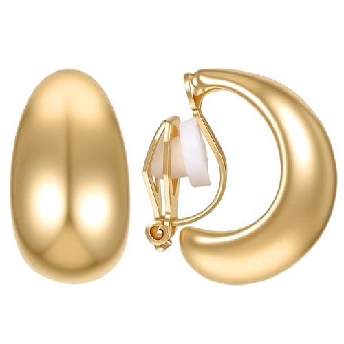 Aretes de clip dorados 16K para mujer miniatura 1