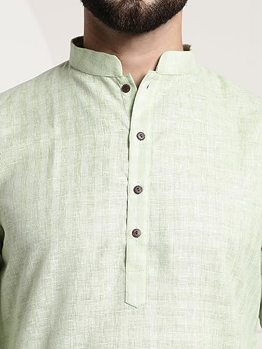 Image of SOJANYA (Since 1958 Men's Cotton Blend Checked Kurta and Churidar Pyjama Set