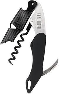 Vintorio Professional Waiters Corkscrew - Wine Key with Ergonomic Rubber Grip, Beer Bottle Opener and Foil Cutter (1 Pack)