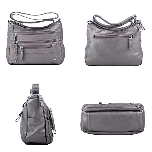 Image of ELDA 10 Pockets Crossbody Purses for Women Medium Pocketbooks Lightweight Ladies Satchel Bag Multi Pocket Shoulder Handbag