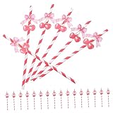 ULTECHNOVO 50 piezas Pajitas con Diseño de Cereza Rayadas Rojo y Decorativas para Fiestas de Cumpleaños Eventos de Verano y Celebraciones Festivas Biodegradables y Resistentes para Bebidas