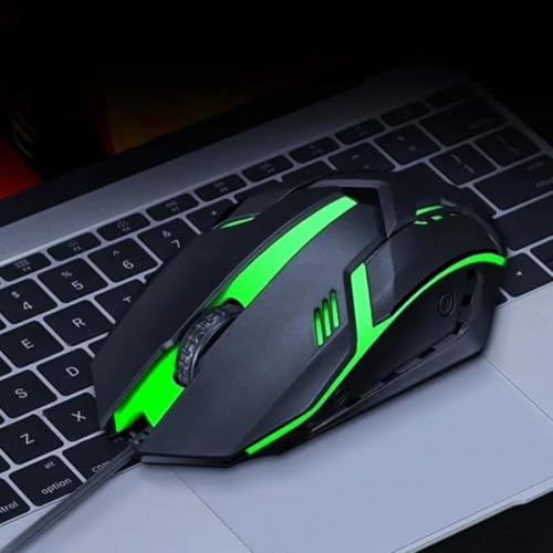 Image of Wired Gaming Mouse with LED Lighting, Ergonomic Design, Adjustable DPI, and 2 Buttons - High Precision USB Optical Mouse for PC & Laptop (Black)