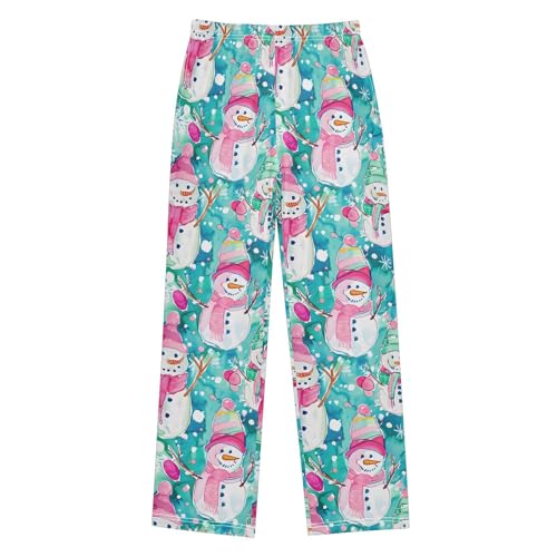 ALAZA Cute Watercolor Snowmen Pajamas Bottoms with Pockets Comfy Pjs Sleepwear Elastic Waistband Pajamas Pants Lounge Pants