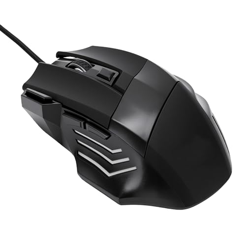 Cuifati Przewodowa Mysz do Gier USB, Ergonomiczna Mysz Optyczna RGB z 7 Klawiszami i Oświetleniem RGB, 4 Regulowane Poziomy DPI (800 do 2400), Tkany Kabel o Długości 1,5 M Gier (Bez dźwięku)