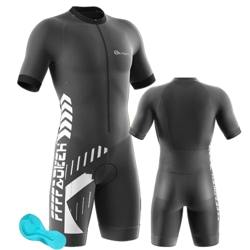 Triathlon Anzug Herren - Einteiliges Radtrikot - Trisuit Einteiler – Triathlonanzug - Triathlon Einteiler Kurz - 3Taschen für Wettkampf Run, Cycle, Swim,Strumpfhosen (Type 4,L)