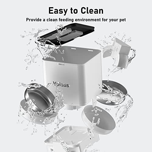 Voluas Automatic Cat Feeders For Two Cats - Double Pet Feeder With 2 Stainless Steel Bowls,6L Timed Cat Feeder With Memory Function, Pet Food Dish #TOP5
