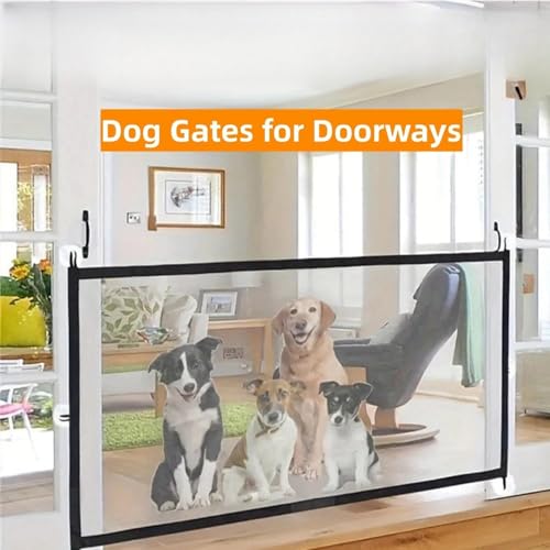 Gcffom Treppenschutzgitter Hund,Tierschutzgitter,Hundeschutzgitter Zusammenklappbar,Absperrgitter Hund,Türschutzgitter Ohne Bohren für Treppen,Türen,Flur(180 * 72cm,Schwarz)