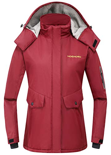 MDENOVO Jaqueta feminina de esqui de montanha, impermeável, de lã...