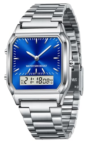Montre analogique et numérique findtime en acier étanche 5 ATM avec alarme