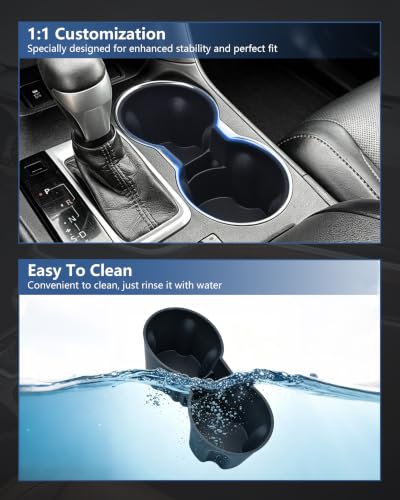 Image of Cup Holder Insert for Toyota Highlander 2014-2019, Non-Slip Silicone Center Console Protector Replacement, Prevent Spills & Scratches, Noise Reduction