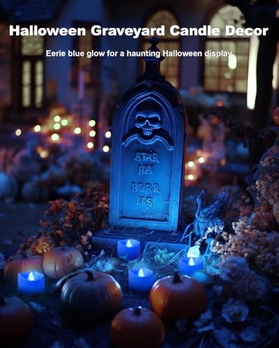 Image of Homemory 24-Pack Blue Flameless Battery Tea Light Candles, 200+ Hours