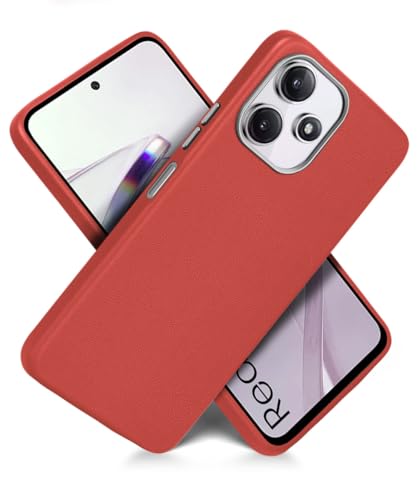 Image of WOW IMAGINE Leather Fabric Soft TPU Back Cover for Mi Redmi 12 5G | Redmi 12 4G | Poco M6 Pro 5G (Crimson Red)