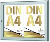 Schaukasten Keitum 2x DIN A4 | B 485 × H 360mm Querformat | wetterfest für innen und aussen | abschließbar | ESG-Sicherheitsglas | Brandschutz A1/A2 nach DIN EN 13501-1 | Alu silber