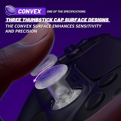 Image of eXtremeRate ThumbsGear V3 Interchangeable Ergonomic Thumbsticks for PS5 Controller, Replacement Analog Thumb Sticks for PS4 Controller - 4 Height Adjustable Convex & Concave Grip Joysticks - Clear