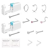 Makalong 2-Pack Disposable Nose Piercing Kit, Nose Piercing Gun, Self Piercing Kit for Nose Studs and Nose Rings, Hypoallergenic Stainless Studs for Sensitive Skin