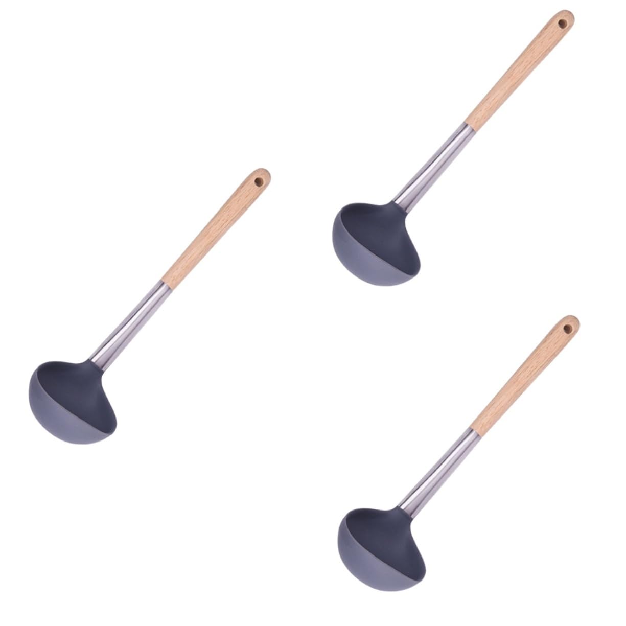 Alipis 3 Pz Cucchiaio in Silicone Da Minestra in Acciaio Inox Da Cucina in Silicone Cucchiaio Per Servire Il Cibo Di Suite Acciaio Inossidabile