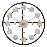 XDLEDMKIZ Reloj de Pared Redondo, Reloj de Pared Moderno, decoración de Pared para el hogar, Relojes de Metal silenciosos Que no Hacen tictac, para Sala de Estar, Cocina, dormitor