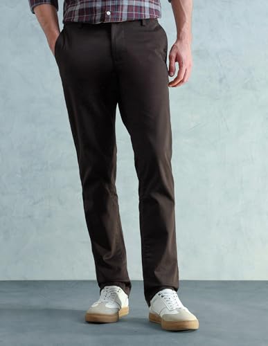 Image of Arrow Sport Men Slim fit Cotton SolidMid Rise waistTrousers