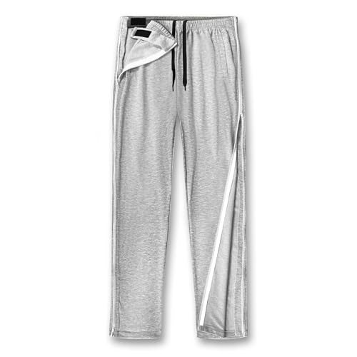 Unisex Tearaway Pants with 2 Side Zippers Snaps for Post Surgery