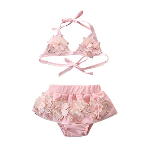 Jimmackey- Bambina Neonato Costume Bikini 2 Pezzi con Volant Mare Piscina Costumi da Bagno Fiore di Bowknot Costume da Bagno Costumi