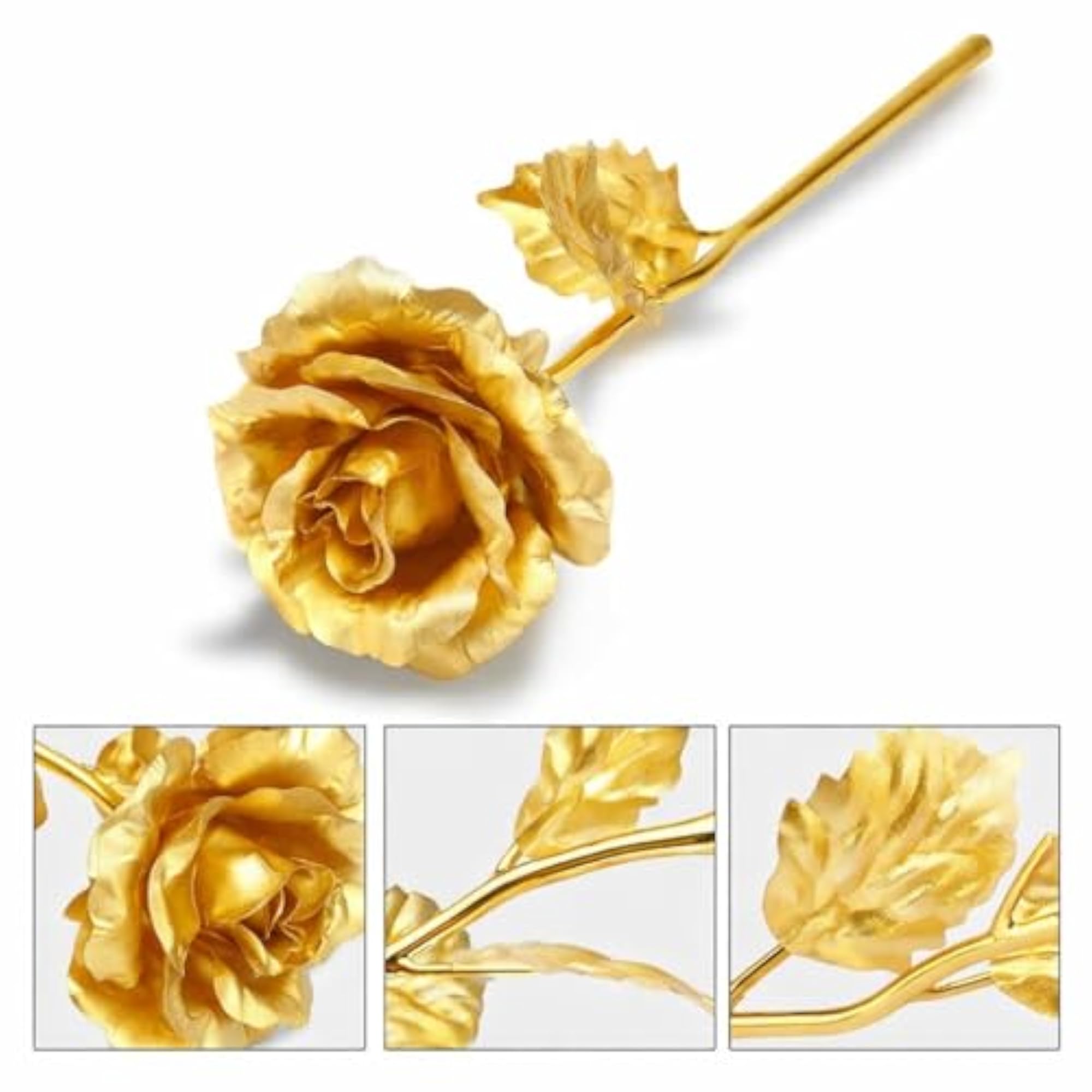 Valentine's Day Gift Combo with Artificial Gold Rose Flower and Teddy