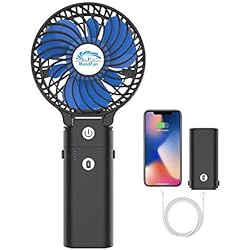 Mini Ventilador Body Fun Portable HandFan Mini Ventilador Portátil con Pilas 5200mAh Banco de alimentación Ventilador de Mano Personal 3 Velocidades/Tiempo de Trabajo 5-20H para el hogar al Aire Libre el Recorrido Que acampa
