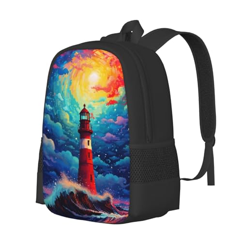 Lighthouse Waves Backpacks for Men Women Daypack Travel Hiking Camping Work3