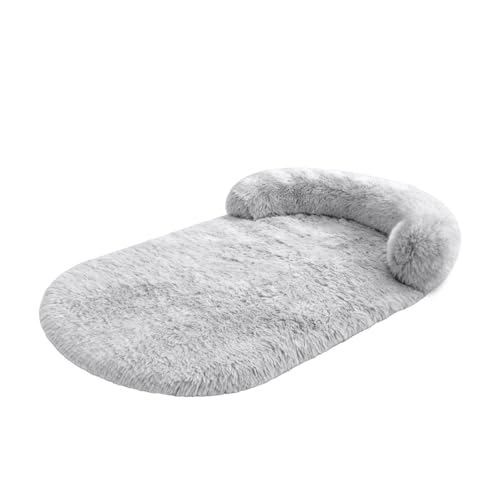 2026 Lit orthopédique pour grands chiens - Canapé apaisant en mousse à mémoire de forme avec housse amovible et lavable - Dessous antidérapant - Design en carton à œufs pour le nec plus ultra (gris