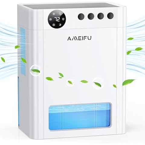 Dehumidifier, AMEIFU 1000 Sq. Ft Dehumidifier for Basement with 135 OZ Water Tank, Quiet Dehumidifier for Bathroom Bedroom Home Room RV Closet with Auto Shut Off 7 Colors LED Light Cover