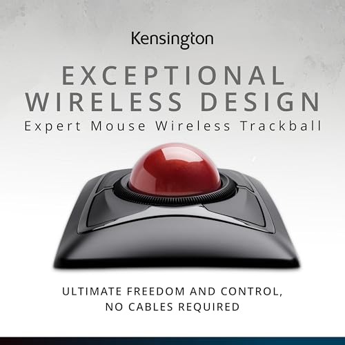 Image of Kensington Expert Wireless Trackball Mouse (K72359WW) Black, 3.5 inch x 6.1 inch x 8 inch | Large ergonomic trackball, wireless connection, 3.5 x 6.1 x 8 in, reduces wrist strain