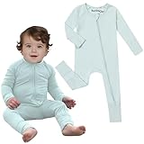 Ultra-Soft Convertible Baby Pajamas, Viscose from Bamboo, Sleepers for Baby Boys & Girls Newborn to 24 Months, 2 Way Zipper Footie & Footless Toddler PJs, Infant Romper Clothes 6-12 Months