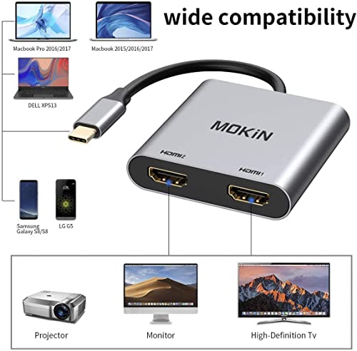 Image of USB C Docking Station USB Type C to Dual Monitor HDMI Adapter 4K@60HZ for MacBook Pro 2020-2016,MacBook Air 2020-2018,Chromebook Pixel,LenovoYoga 720 /730,Surface Book 2 etc