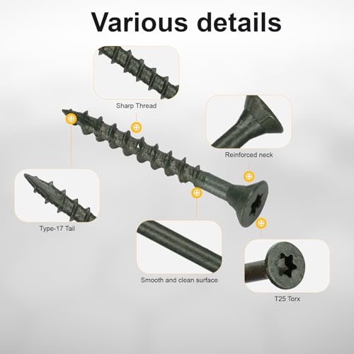 Image of Deck Screws #8 x 1-5 /8'', T25 Star Torx Drive Flat Head Wood Screws, Green, 5lb