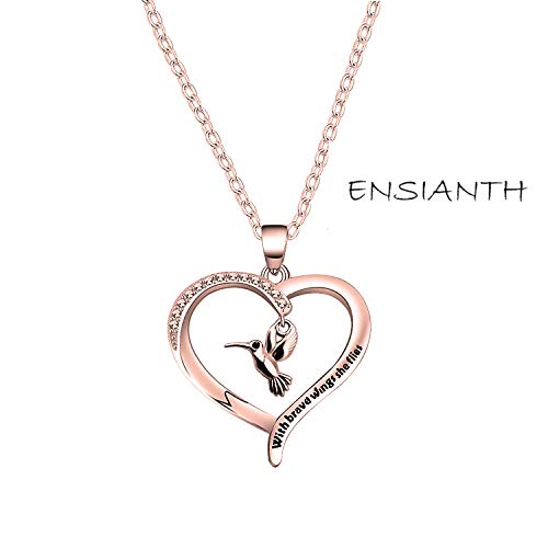 Hummingbird Necklace With Brave Wings She Flies Necklace Inspirational Jewelry BFF Gift2