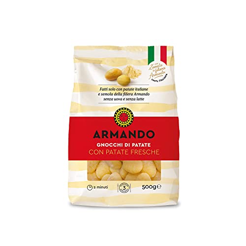 Armando, Gnocchi di Patate, con Patate Fresche Italiane e Semola di Grano Duro di Filiera 100% Italiano - 1 confezione da 500 gr