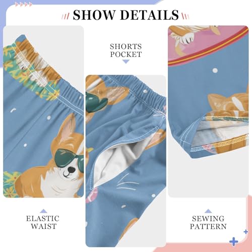 Funny Corgi Dog Boys Long Pants Soft Trousers Elastic Waist Kids Lounge Bottoms with Pockets S-XL4