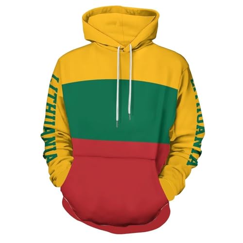 Sweat pull à capuche imprimé badge lituanien manches longues