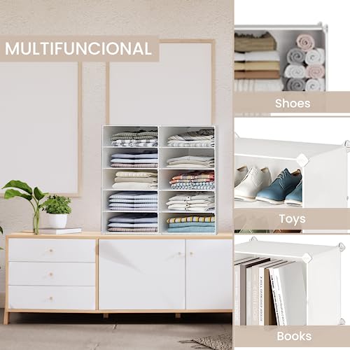 XOKOTAKI Modulares Regal, Kleiderorganizer für Schrank, Regal für Zimmer, Flur. Aufbewahrungsregal für Zuhause, Flur, Schlafzimmer. 10 Module