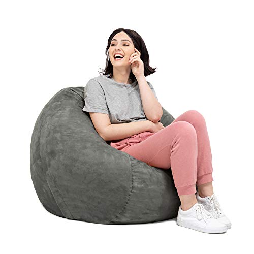 Jaxx Saxx 3 Foot Bean Bag Chair with Removable Cover, 3', Charcoal