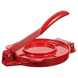 BAZEITFLOW Aluminium Teigpresse Rund 16,5cm mit Antihaftbeschichtung Rote Tortillapresse für Tortillas Kekse und Pizza Küchenwerkzeug für Hausgemachte Teiggerichte