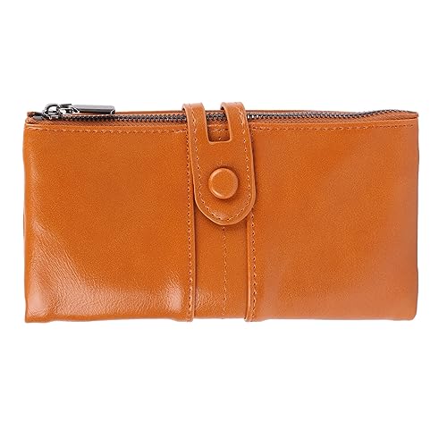 PU Leather Long Women Wallet RFID Blocking Purse Credit Card Clutch Female Long Retro Handbag Earthy Yellow Large Capacity Fashionable Design Ideal Gift for Women on Special
