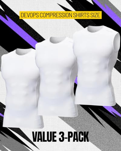 Image of DEVOPS 3 Pack Men's Athletic Compression Shirts Sleeveless